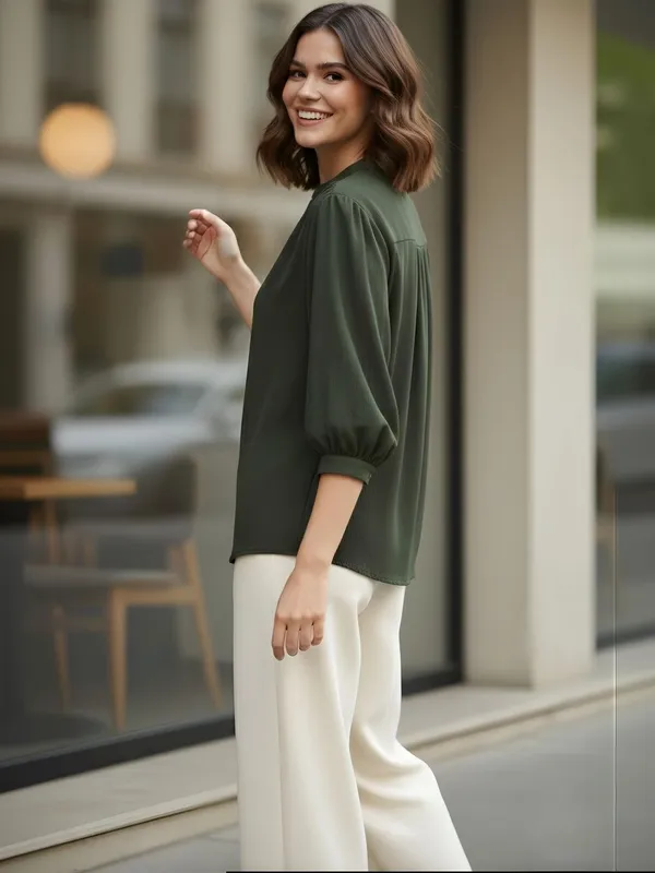 Olive_Polyester_Crinkled_shirt