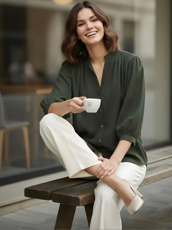 Olive_Polyester_Crinkled_shirt