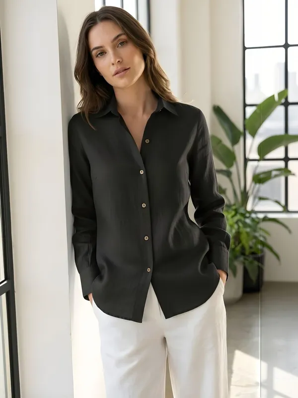 Black_Linen_Solid_Shirt