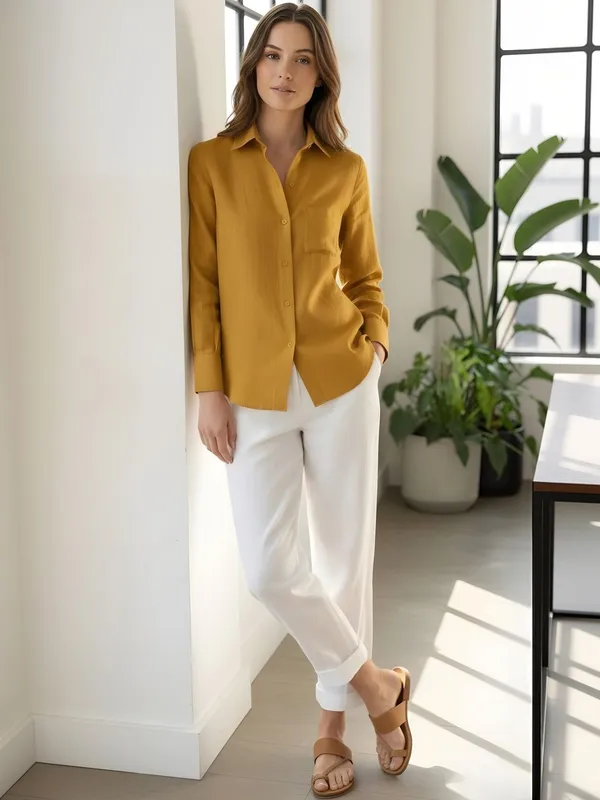 Mustard_Linen_Solid_Shirt