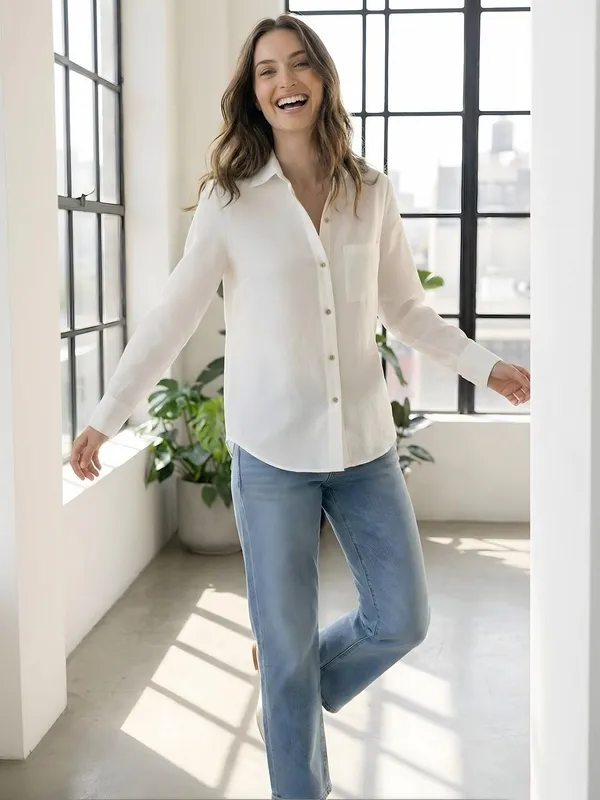 White_Linen_Solid_Shirt