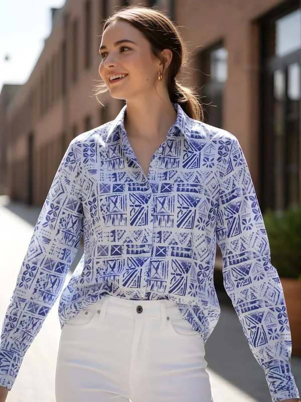 Blue_Mul_chanderi_Abstract_Printed_Top
