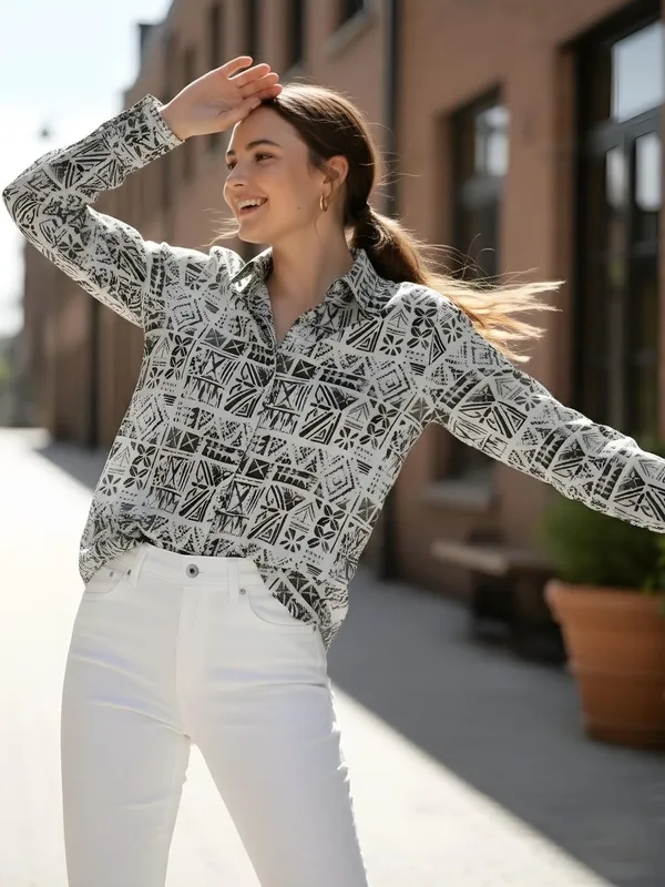 Black_Mul_chanderi_Abstract_Printed_Top