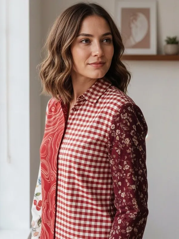 Red_Cotton_Checked-Abstract_Printed_Shirts