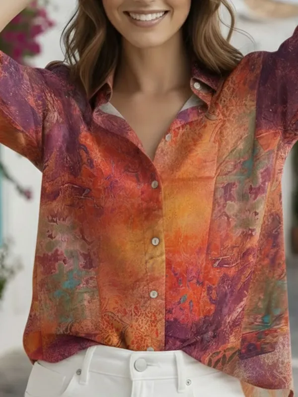 Orange_Cotton_abstract_Printed_Shirts
