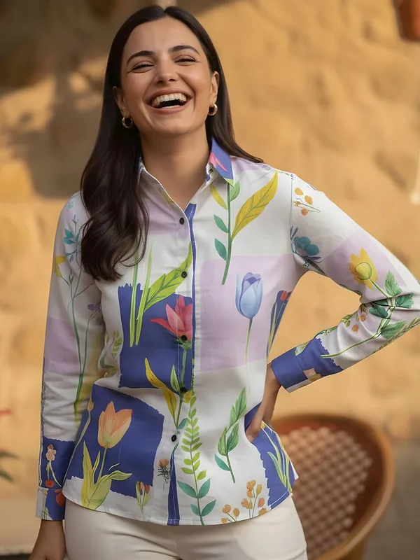 Lavendaar_-_Blue_Cotton_Tropical_Printed_Shirts
