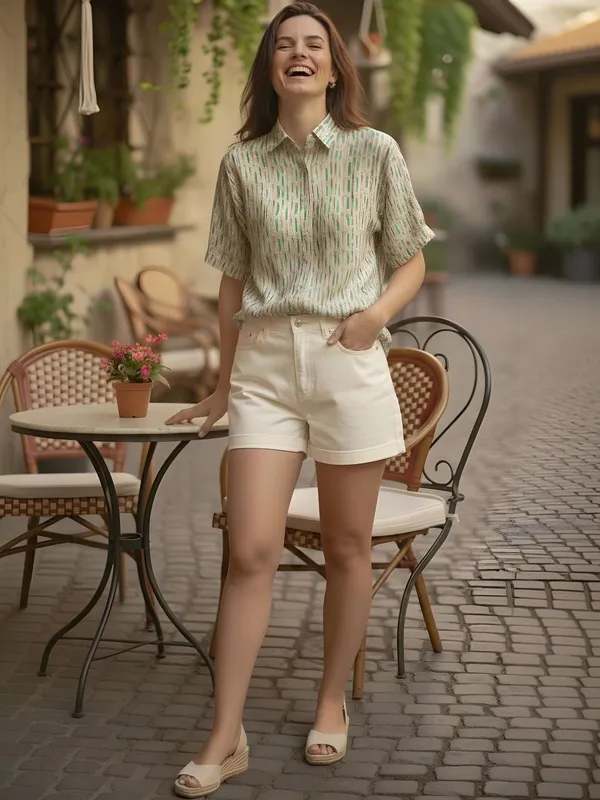 Cream-Green_Vatican_texture_Printed_Top