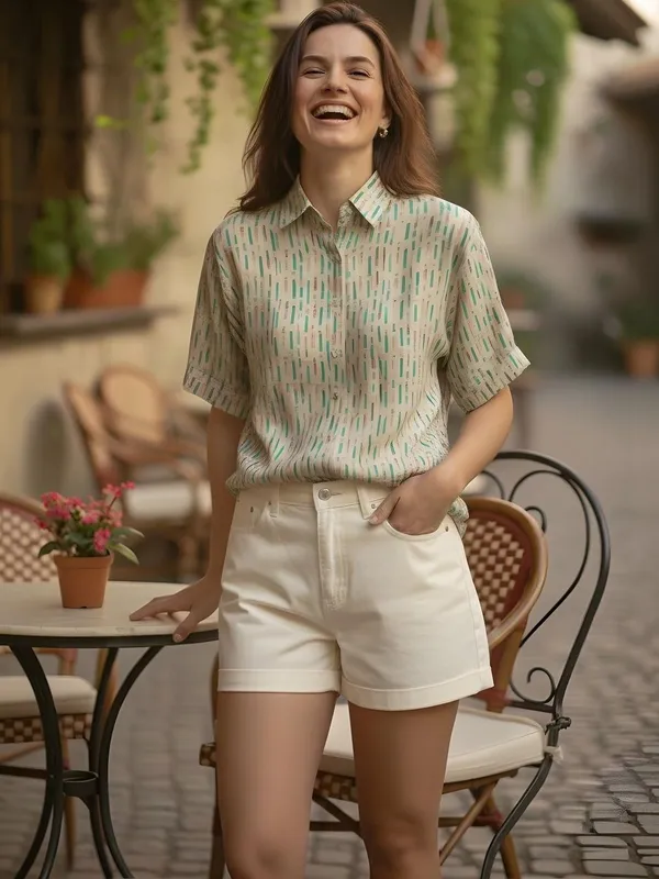 Cream-Green_Vatican_texture_Printed_Top