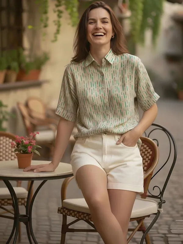Cream-Green_Vatican_texture_Printed_Top