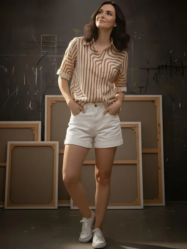 White_Brown_Vatican_Abstarct_Printed_Top