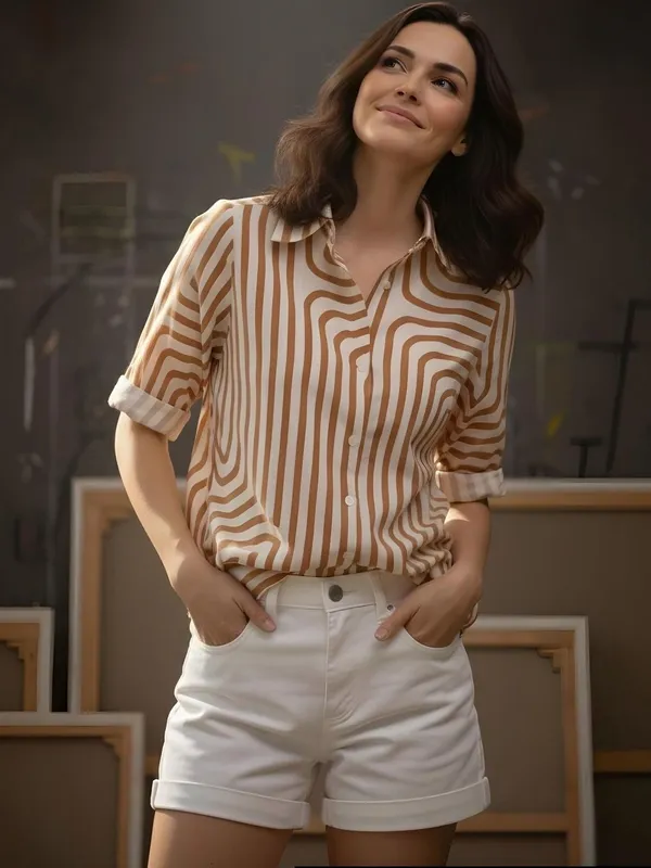 White_Brown_Vatican_Abstarct_Printed_Top