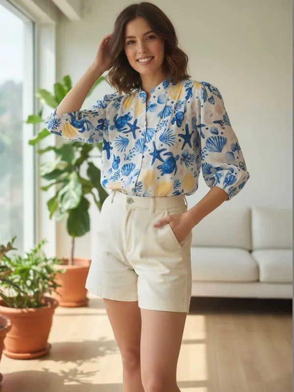 White_Vatican_Abstract_Printed_Tops