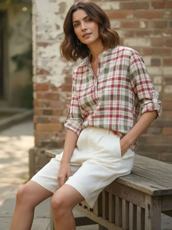 Cream-Maroon_Vatican_Checked_Tops