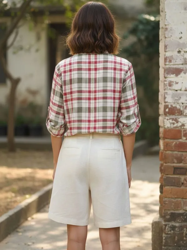 Cream-Maroon_Vatican_Checked_Tops