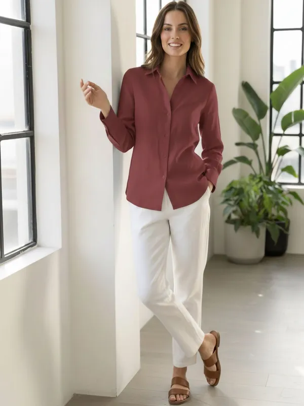 Magenta_Cotton_Solid_Shirts