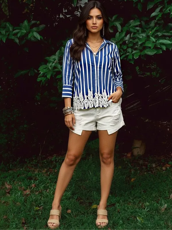 Blue_Cotton_Striped_Lace_embroidery_Shirts