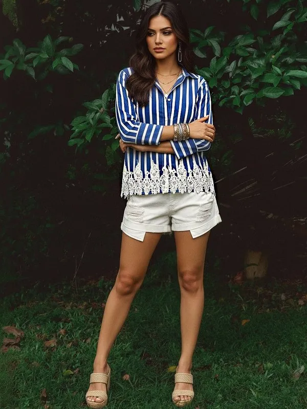 Blue_Cotton_Striped_Lace_embroidery_Shirts