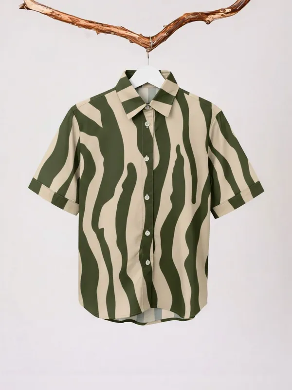 Green-Cream_Polyester_Abstract_Printed_Tops