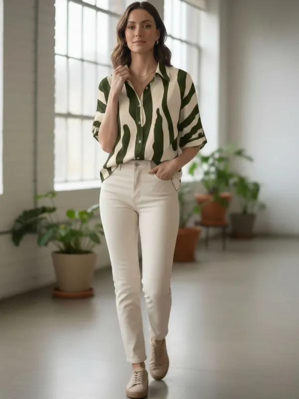 Green-Cream_Polyester_Abstract_Printed_Tops