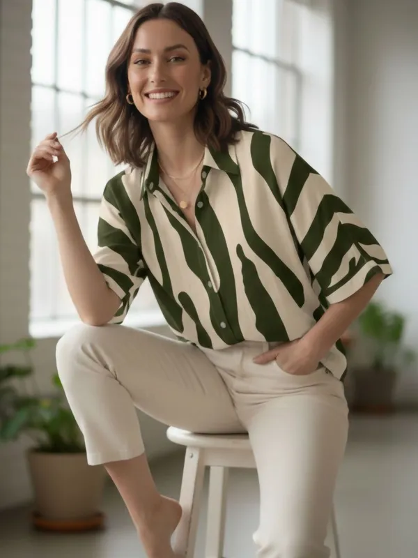 Green-Cream_Polyester_Abstract_Printed_Tops