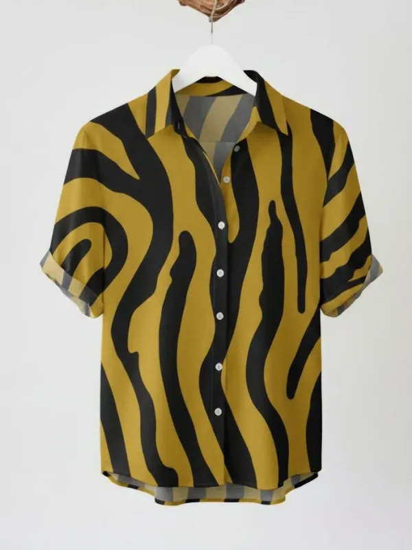 Yellow-Black_Polyester_Abstract_Printed_Tops