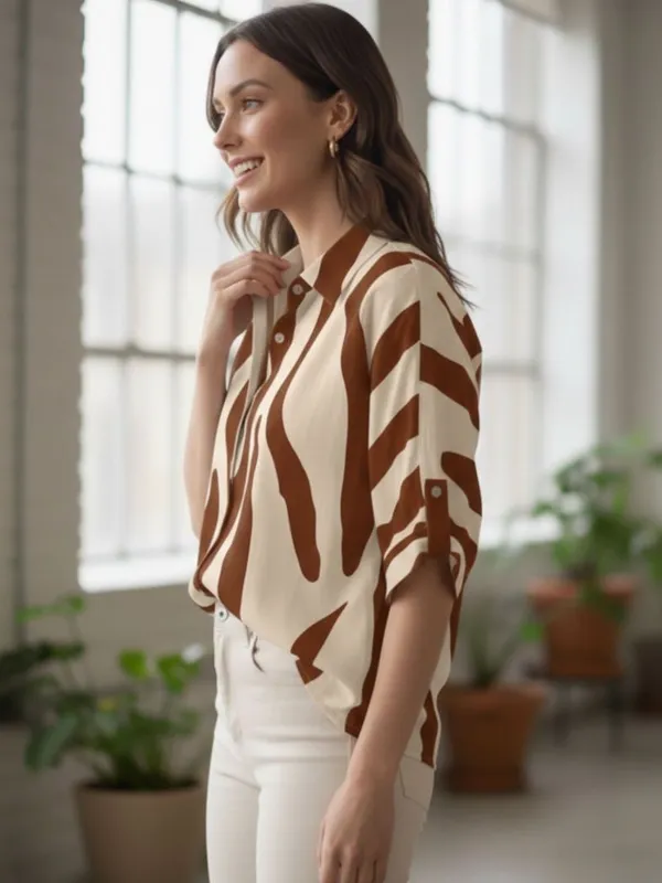 Brown-Cream_Polyester_Abstract_Printed_Tops