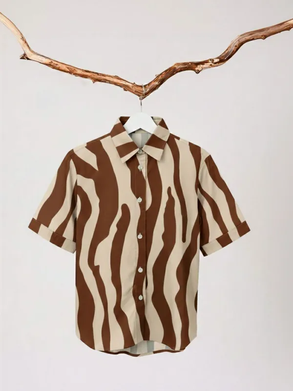 Brown-Cream_Polyester_Abstract_Printed_Tops