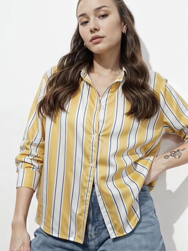 Yellow_Rayon_Striped_Tops