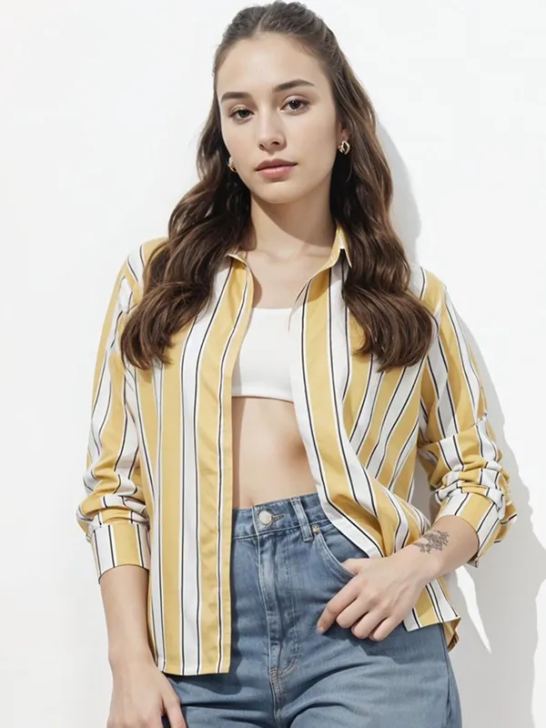 Yellow_Rayon_Striped_Tops