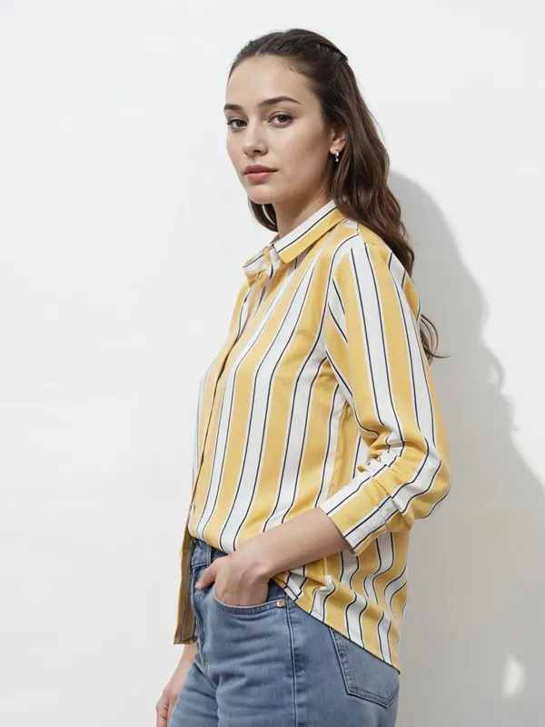 Yellow_Rayon_Striped_Tops