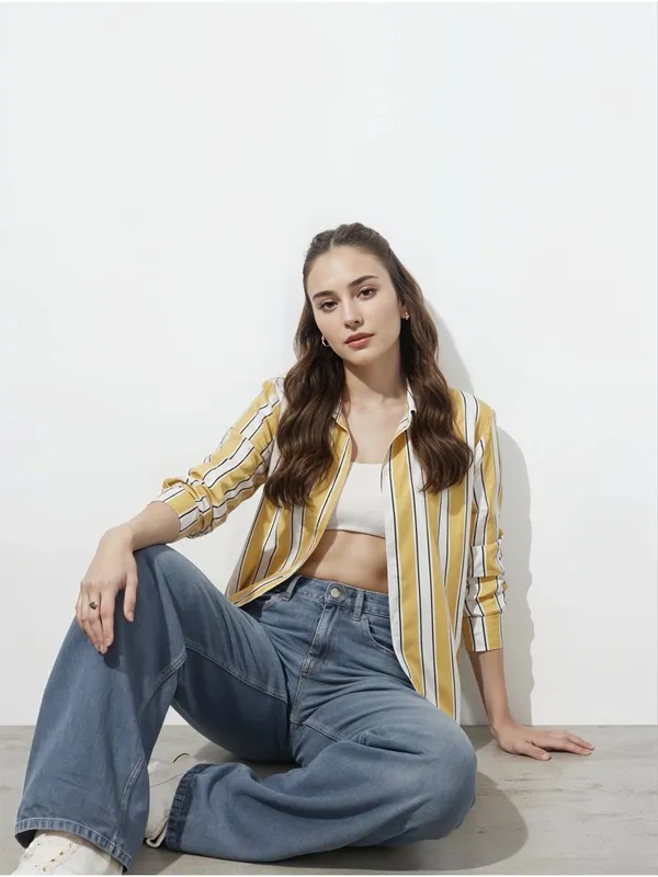 Yellow_Rayon_Striped_Tops