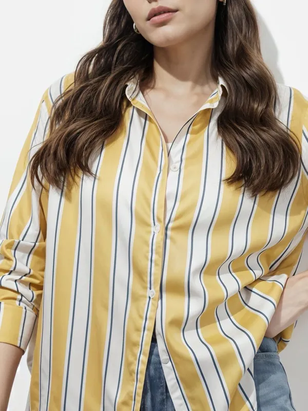 Yellow_Rayon_Striped_Tops