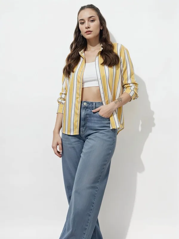 Yellow_Rayon_Striped_Tops