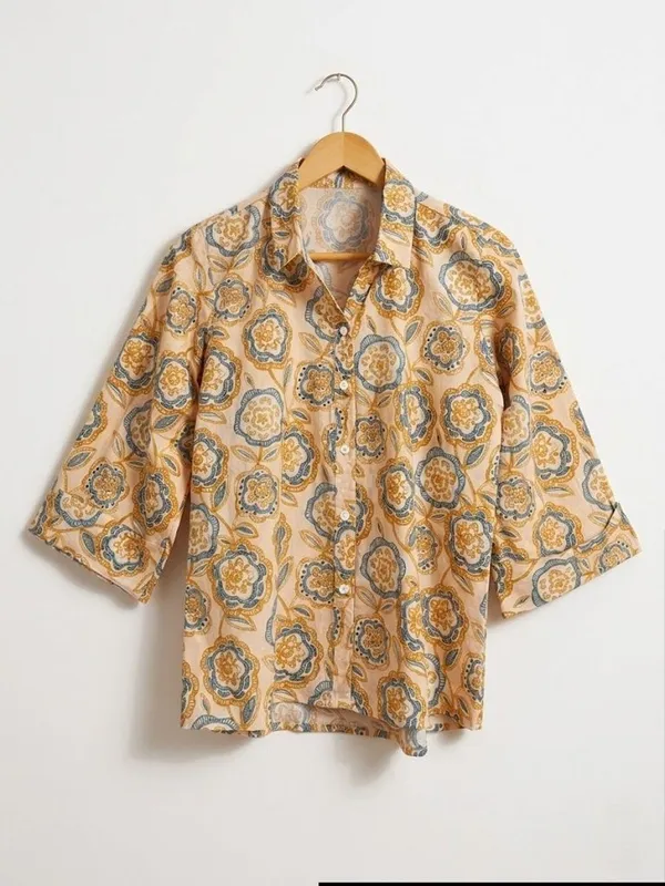 Grey-Cream_Cotton_Floral_Printed_Tops