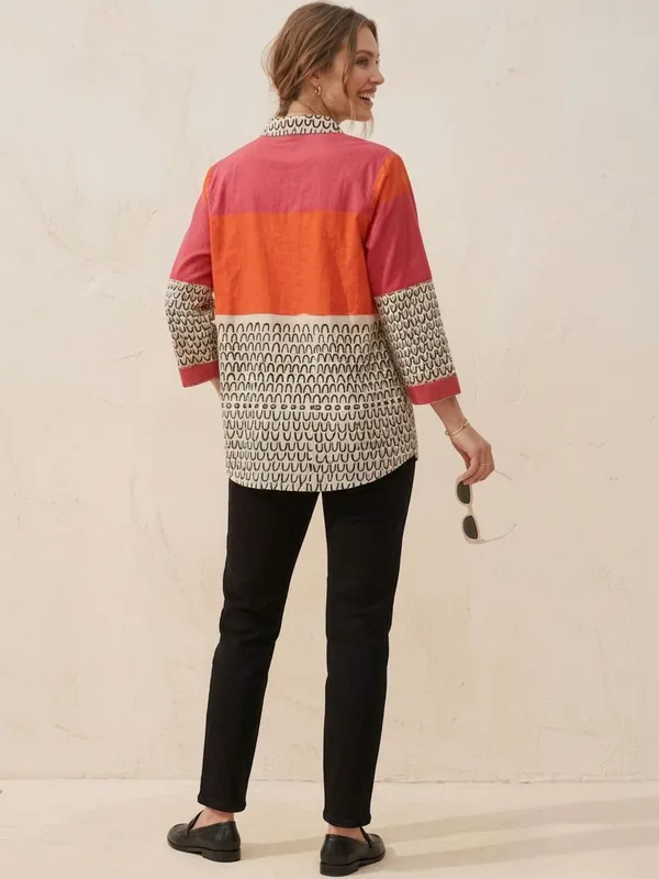Rust-pink_Rayon_Solid_-_Abstract_Printed_Top