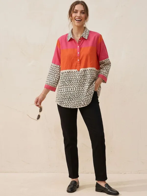 Rust-pink_Rayon_Solid_-_Abstract_Printed_Top