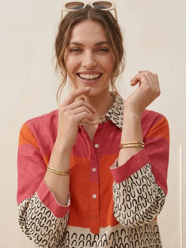 Rust-pink_Rayon_Solid_-_Abstract_Printed_Top