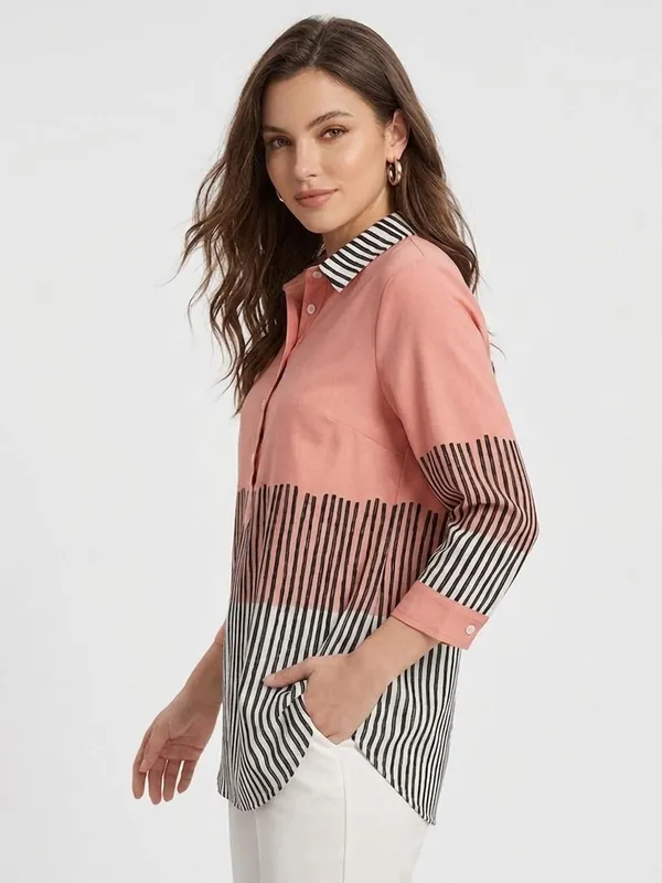 Pink_Rayon_Solid-_Striped_Top