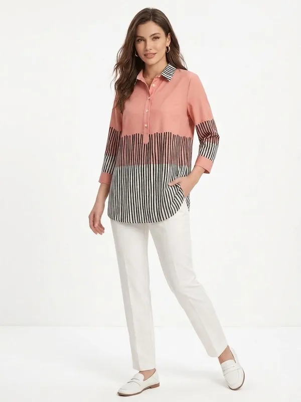 Pink_Rayon_Solid-_Striped_Top