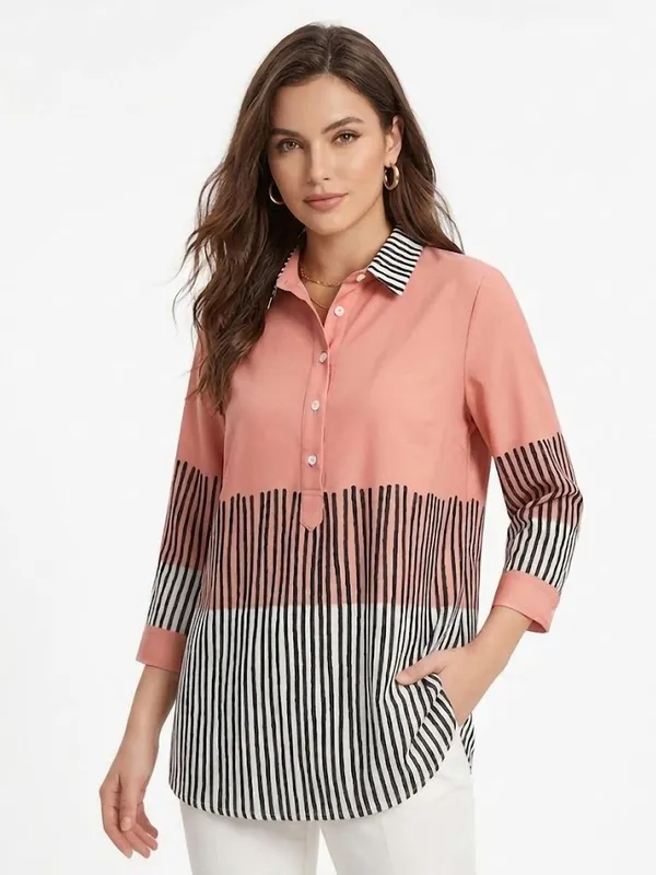Pink_Rayon_Solid-_Striped_Top