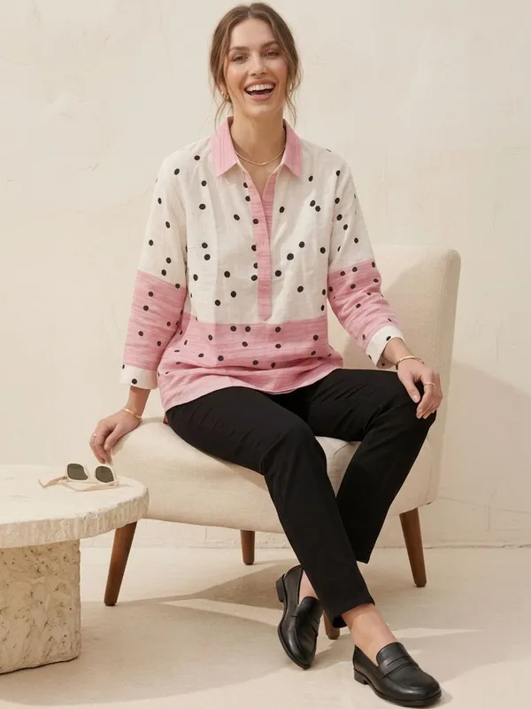 White-Pink_Rayon_Solid_and_Polka_dot_Printed_Top
