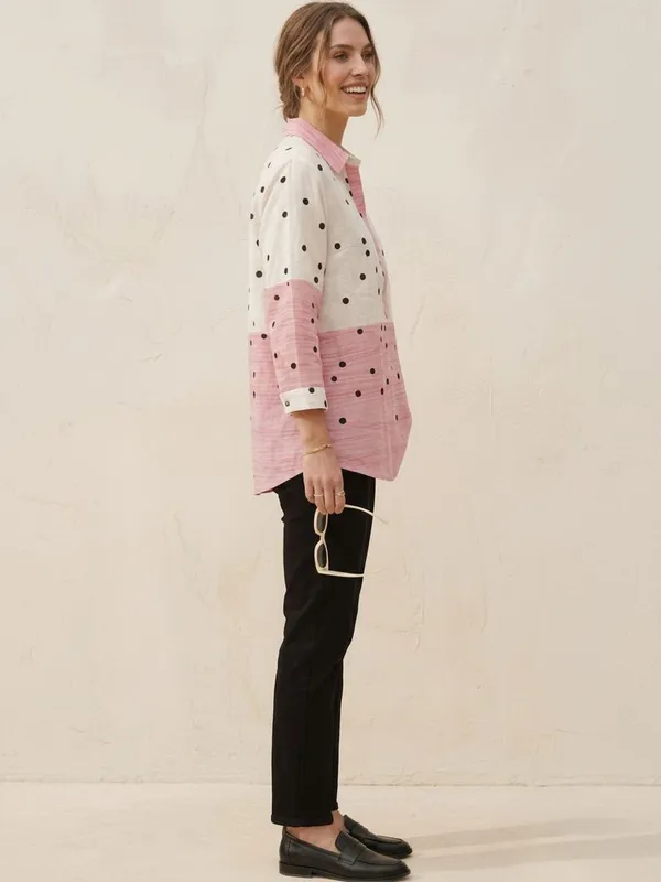 White-Pink_Rayon_Solid_and_Polka_dot_Printed_Top