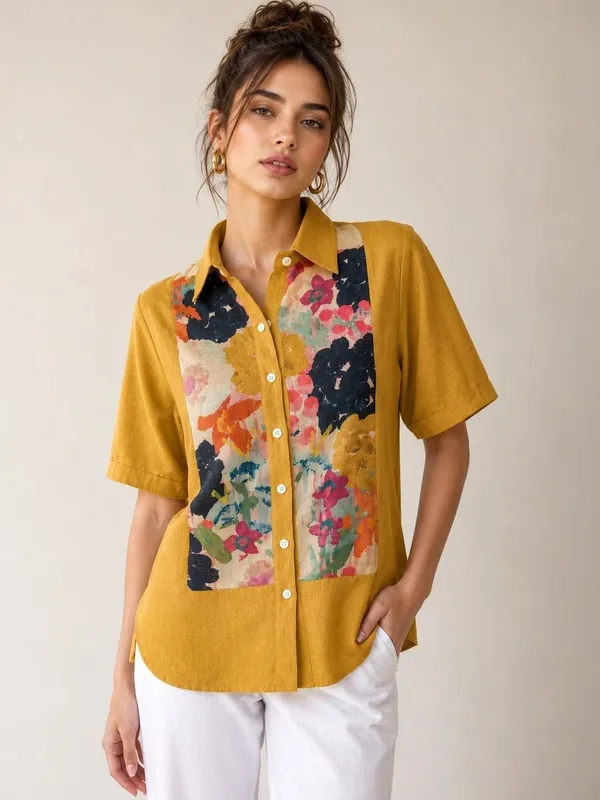Yellow_Cotton_Jutt_Abstract_Printed_Shirts