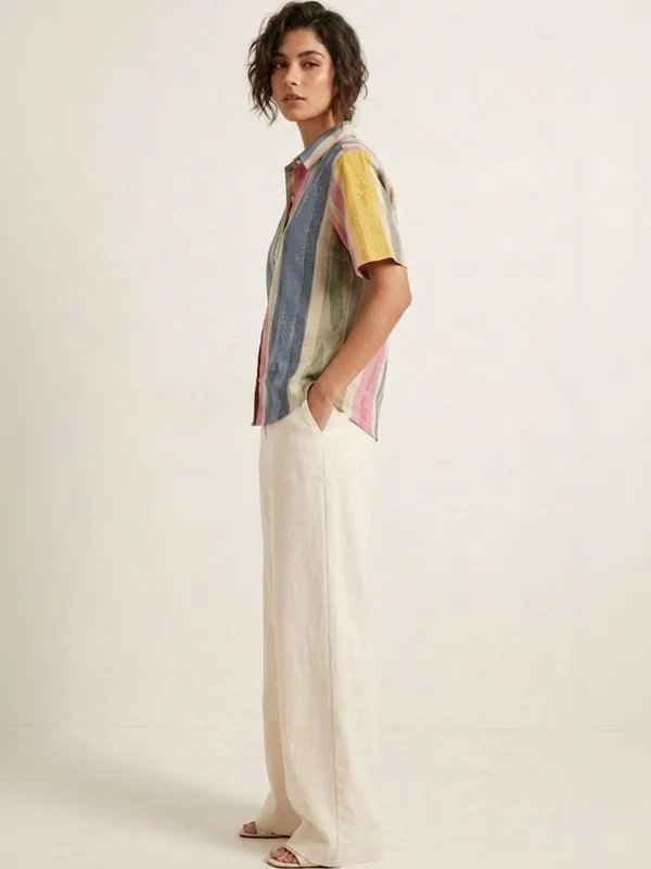 Multi_Cotton_Blend_Striped_Printed_Shirts