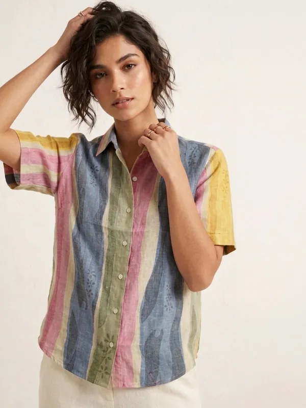 Multi_Cotton_Blend_Striped_Printed_Shirts