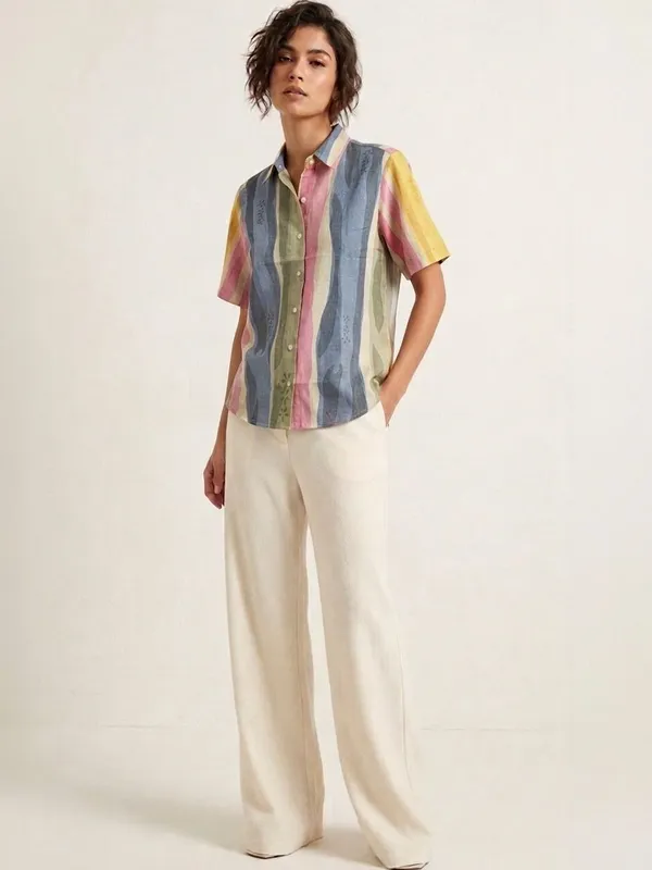 Multi_Cotton_Blend_Striped_Printed_Shirts