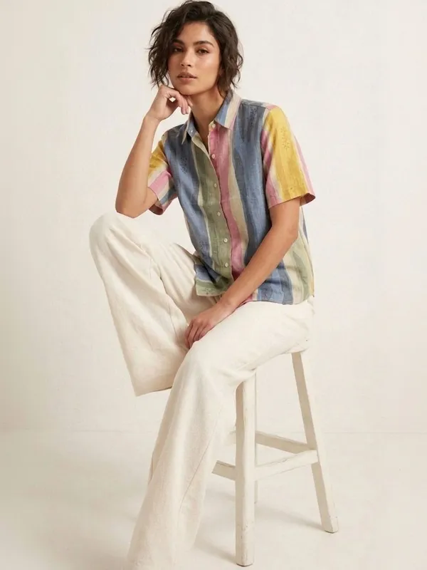 Multi_Cotton_Blend_Striped_Printed_Shirts