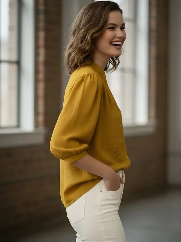 Mustard_Polyester_Textured_Top