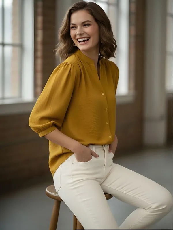 Mustard_Polyester_Textured_Top