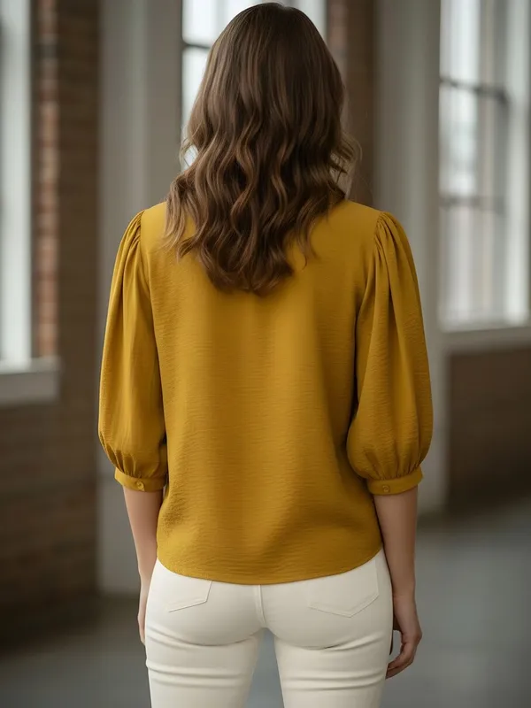 Mustard_Polyester_Textured_Top